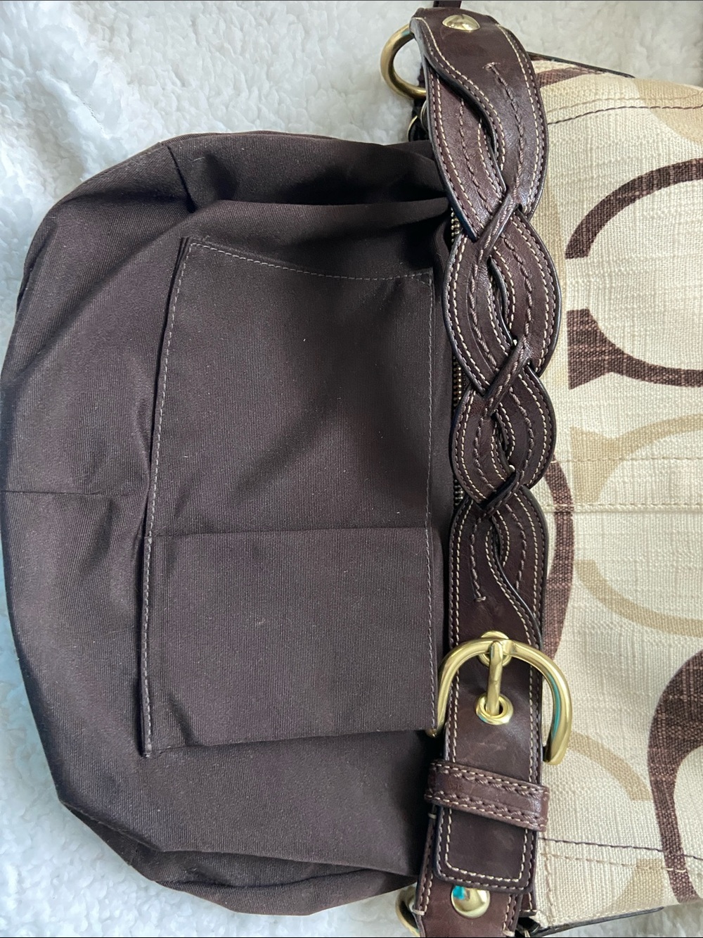 Y2Y Coach Carly Tonal Signature C Hobo Bag #12190 – Brown & Cream - Picture 6 of 11